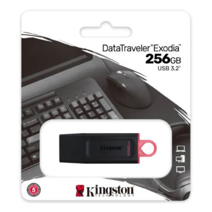 USB 3.2 MEMORIA KINGSTON 256GB GEN1 DT EXODIA (NEGRA)