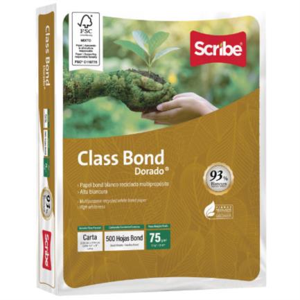 Papel Cortado Scribe Class Bond Dorado Carta 93% de Blancura 75gr Caja C/5000 Hojas