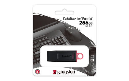 USB 3.2 MEMORIA KINGSTON 256GB GEN1 DT EXODIA (NEGRA)